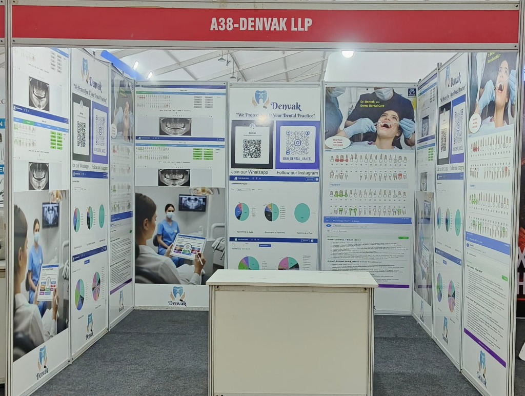 Denvak exhibition display panels showcasing software features at 76th IDC Mangalore